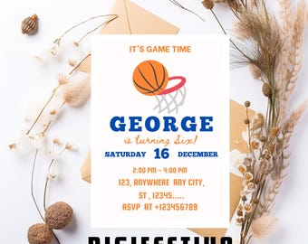 Editable Basketball Birthday Invitation Template, Basketball Birthday Invitation, Basketball invitation, Boys Birthday Party Invite
