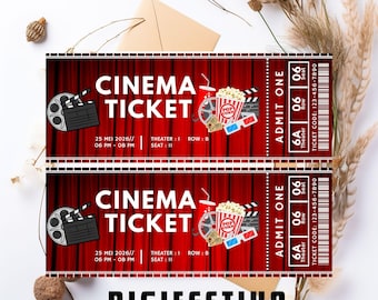 Movie Night Ticket,Movie Ticket,Movie Invitation,Surprise Movie Night,Ticket Template,Editable Ticket,Gift Ticket,Date Night Movie