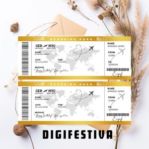 Personalisierte Bordkarte, Geburtstagsurlaubsticket, benutzerdefinierte Bordkarte, Urlaubsticket, Geburtstagsgeschenk, Überraschungsgeschenk, Flugticket