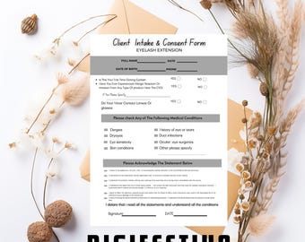Eyelash Extension Forms | Lash Consent Form | Eyelash Aftercare Cards | Editable Esthetician Forms | Beauty Salon Forms