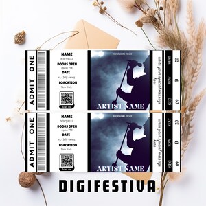 Konzertkarten-Vorlage | Bearbeitbares Konzertkartengeschenk | Individuelles Event Ticket Stub | Überraschungskarte Stub | Personalisierte Konzerteinladung