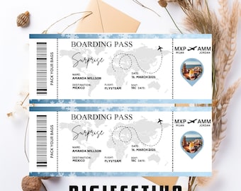 Birthday Boarding Pass Template - Boarding Ticket PDF - Surprise Trip Gift - Airline Gift - Modern Design - Fake Plane Ticket Coupon