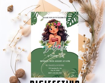 Invitation modifiable de fête d'anniversaire de bébé Moana hawaïen | Invitation d'anniversaire de Moana à tout âge | Anniversaire d'enfants Aloha Beach Ocean Hawaï