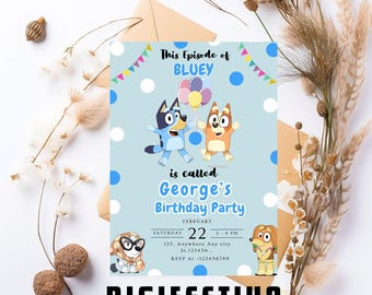 Bluey birthday invitation. birthday invitation, Birthday Girl party invite, bluey birthday party invite, Bday Party Invite, Canva Editable