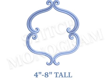Victorian Fishtail Monogram Frame Crest Embroidery Design – Monogram Frame Embroidery Design – Vintage Embroidery File | 5 Sizes