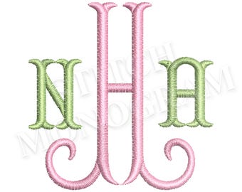 Bingham Classic Monogram Embroidery Fishtail Designs In 6 Sizes, Instant Download BX Font | PES + 8 other formats for Embroidery Machines