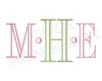 Gravierte Serif Monogramm Schriftart Maschinenstickdateien in 6 Größen, sofortiger Download ONE / ONE+ | PES + 8 weitere Formate für Stickmaschinen