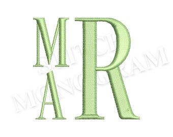 Gestapelte Stickerei Monogramm Designs In 8 Größen, Junge Stickschrift, sofortiger Download dessen Schrift PES + 8 weitere Formate für Stickmaschinen