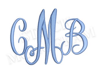 Cursieve bedel borduurmonogramontwerpen in 6 maten, BX-lettertype direct downloaden | PES + 8 andere bundelindelingen voor machineborduurontwerpen