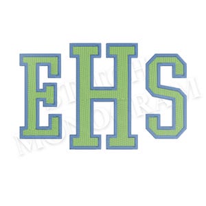 2 Color Varsity Embroidery Monogram Designs In 7 Sizes, BX Font | PES + 8 Format ,Embroidery Outline College Block Collegiate Sport Athletic