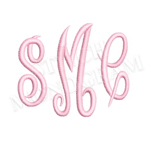 May include: A light pink monogram featuring the letters S, M, and E in a decorative, cursive font. The letters are embroidered with a textured appearance, set against a clean white background. The design is suitable for personalized gifts.