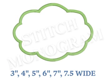 Scallop Frame Monogram Embroidery Design, Machine Embroidery File  | 6 Sizes, Cloud applique frame, scalloped frame, applique monogram