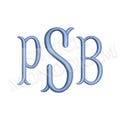 Fishtail Monogram Font Machine Embroidery Files In 7 Sizes, instant download BX Font | PES + 8 other formats for Embroidery Machines