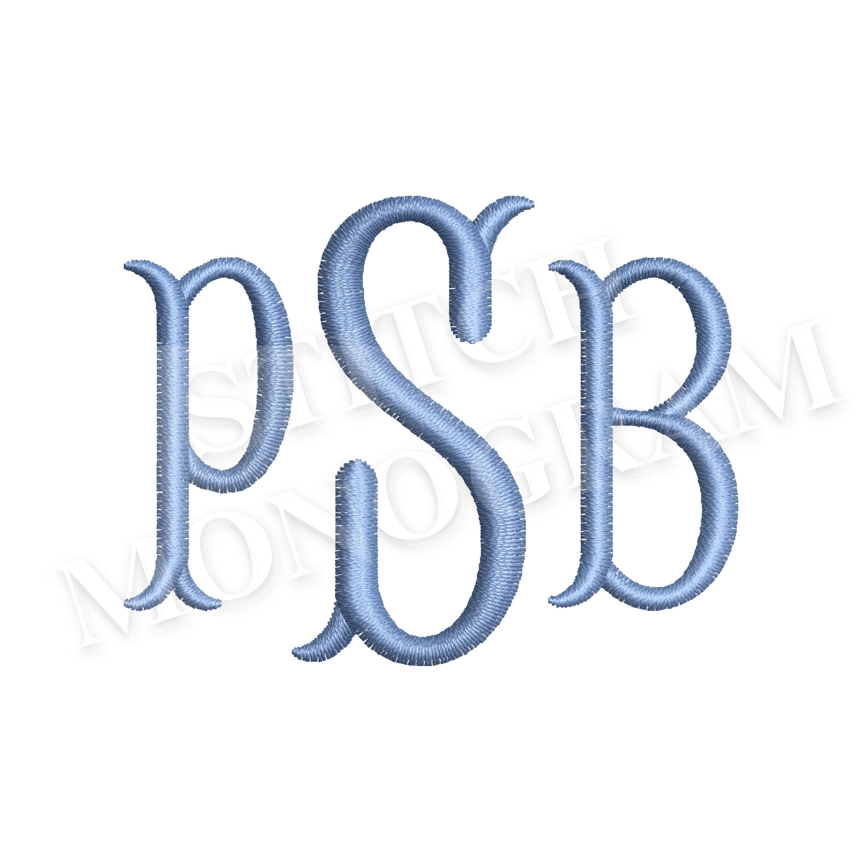 Fishtail Monogram Font Machine Embroidery Files In 7 Sizes, instant download BX Font | PES + 8 other formats for Embroidery Machines