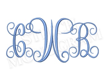 Vine Interlocking Monogram Font Machine Embroidery Files In 6 Sizes, instant download BX Font | PES + 8 other formats Script Jumbo Monogram