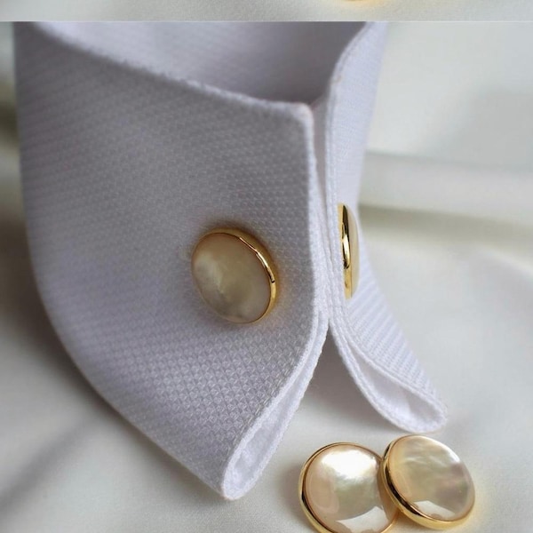 Mother of Pearl Cufflinks, French Dress Shirt Buttons, Groom Gift