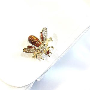 Golden Bee Cufflinks, Gold Wedding Cufflinks for Grooms, Unique Bumble Bee Cuff Links for Wedding, Cufflinks for Dad, Birthday Gift for Men