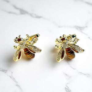 Golden Bee Cufflinks, Gold Wedding Cufflinks for Grooms, Unique Bumble Bee Cuff Links for Wedding, Cufflinks for Dad, Free Jewelry Box