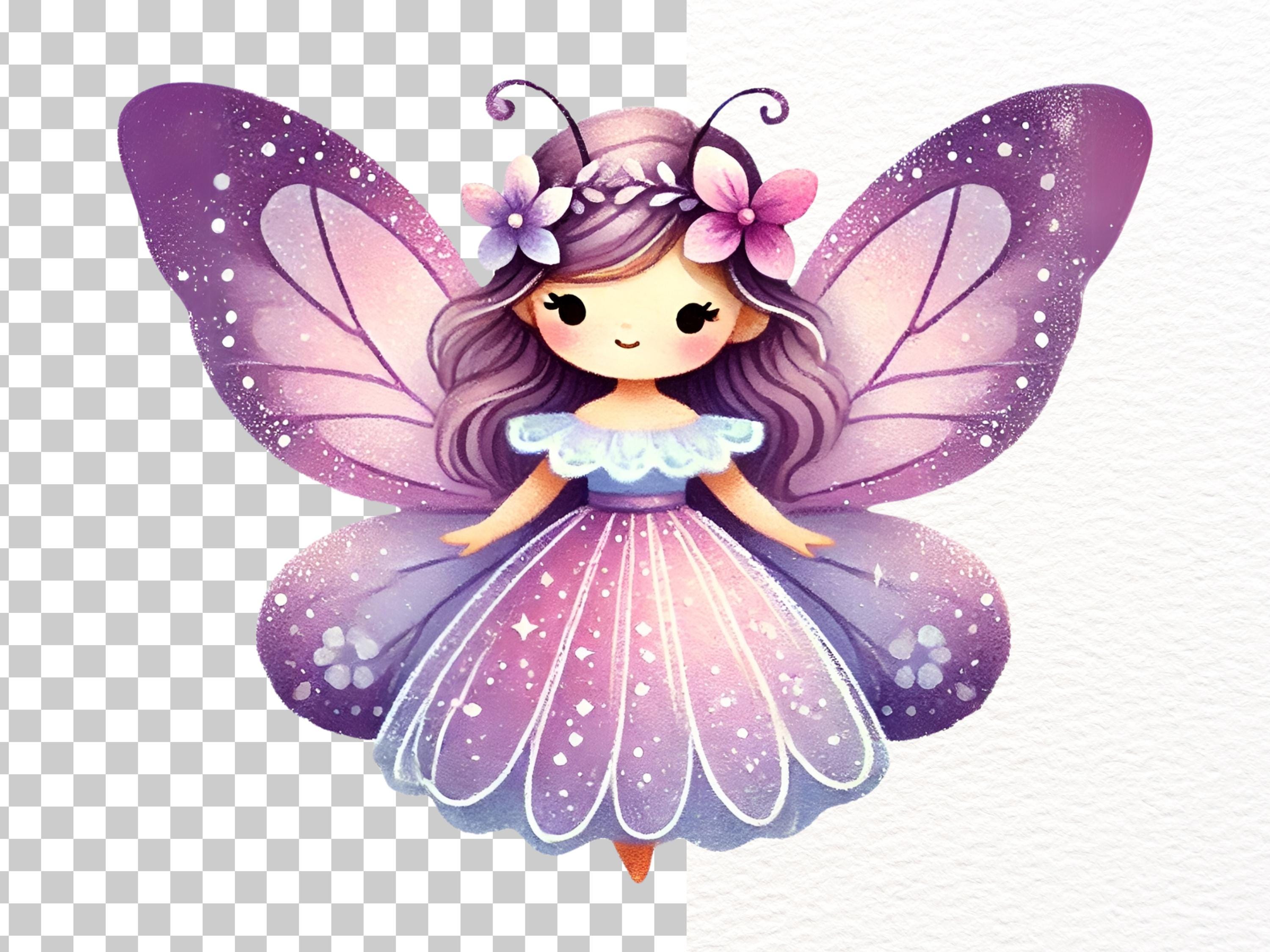 Whimsical Fairy Garden Clipart Bundle | Purple Magical Fairies ...
