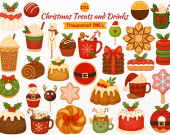 Watercolor Christmas Treats Clipart: Holiday Baking PNG (Digital Download)