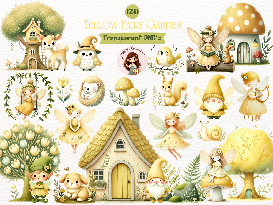 Watercolor Fairy Clipart Bundle: Magical Garden PNG (digital Download ...
