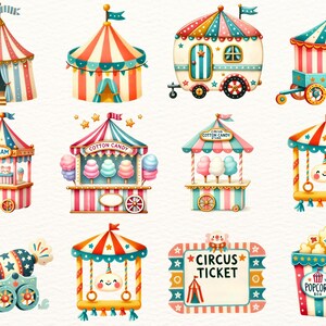 Whimsical Circus Clipart Bundle | Carnival Animals Watercolor PNG Set ...
