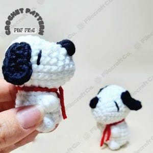 Mini hond cartoon sleutelhanger HAAKPATROON, gehaakte cadeau-instructie pdf, gemakkelijke handgemaakte cadeaus, beginnersvriendelijk haakhandleidingbestand