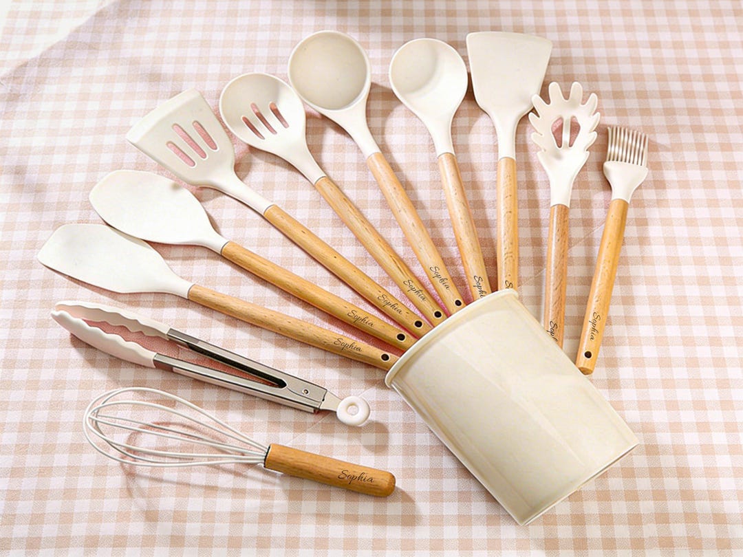 Present Cooking Tools Personalized Kitchen Utensils, Custom Baking Tools With Wooden Handles ...