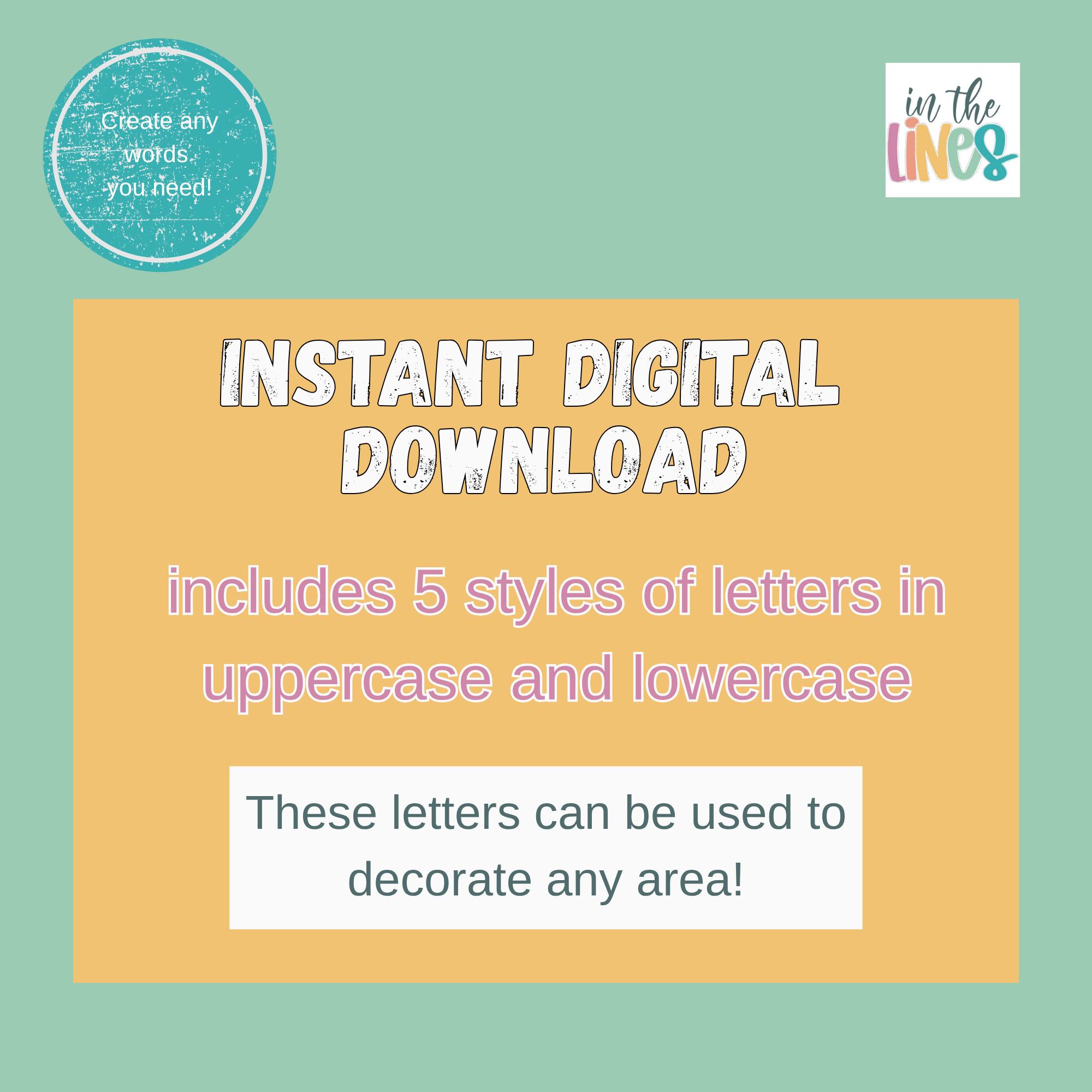 Sugar Rush Alphabet | A to Z Printable PDF | Bulletin Board Letters ...