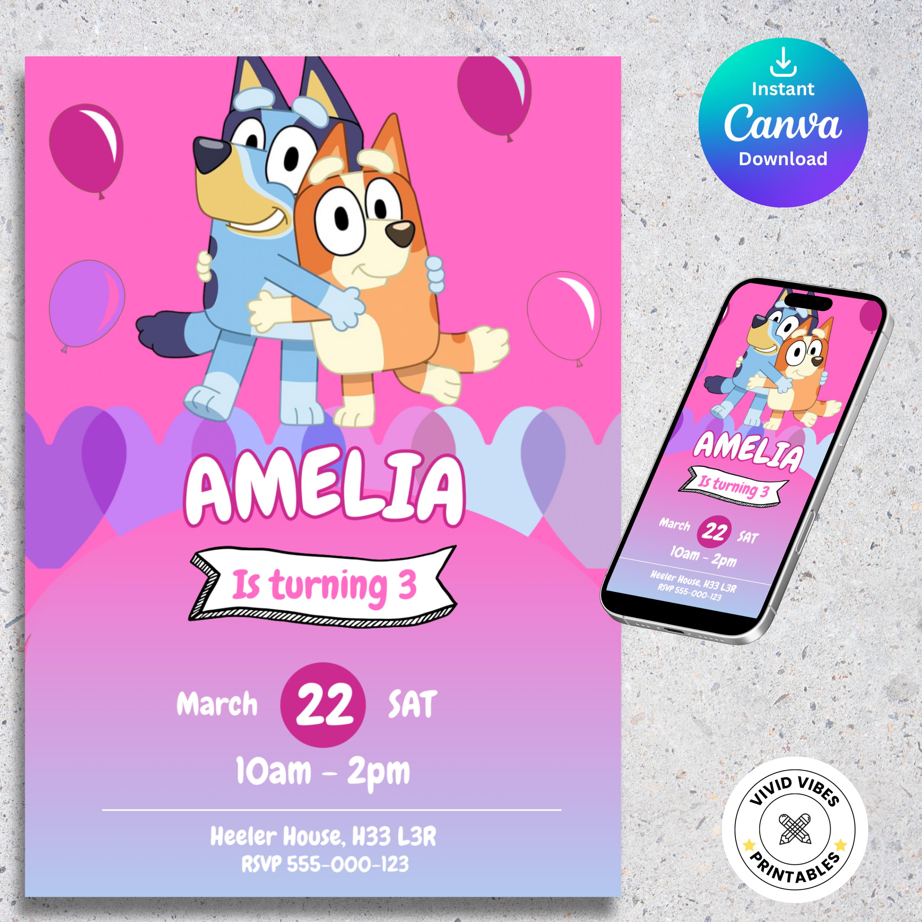 Bluey Birthday Party Invitation