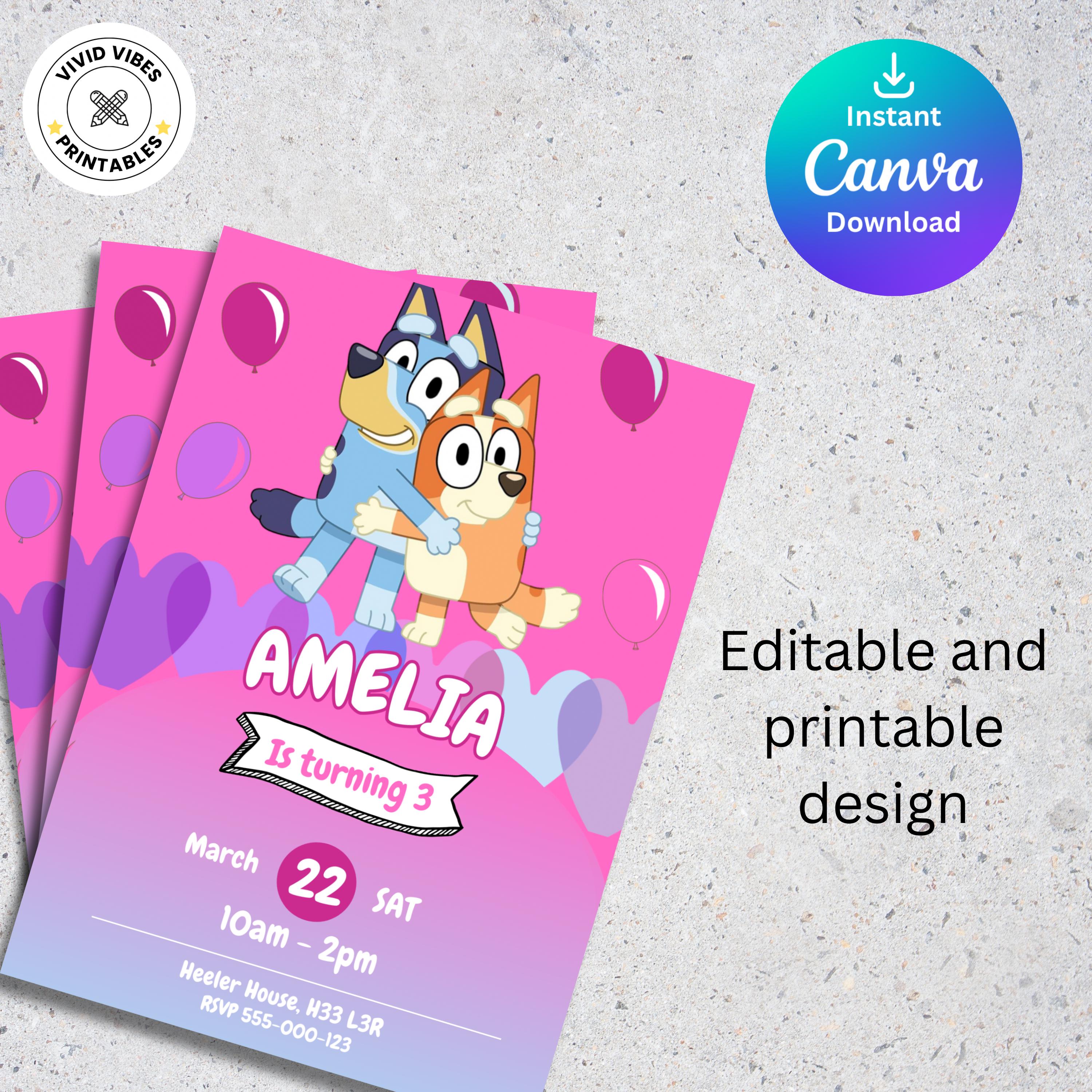 Bluey Birthday Party Invitation