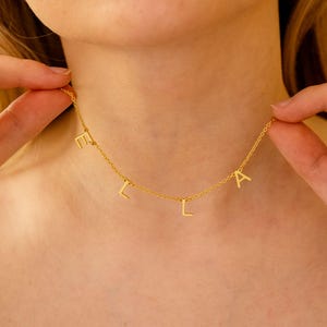 Custom Initial Necklace,Spaced Letter Necklace,Custom Initial Choker,Name Necklace,Name Jewellery,Mothers Day Gift,Gift for mother,For Her