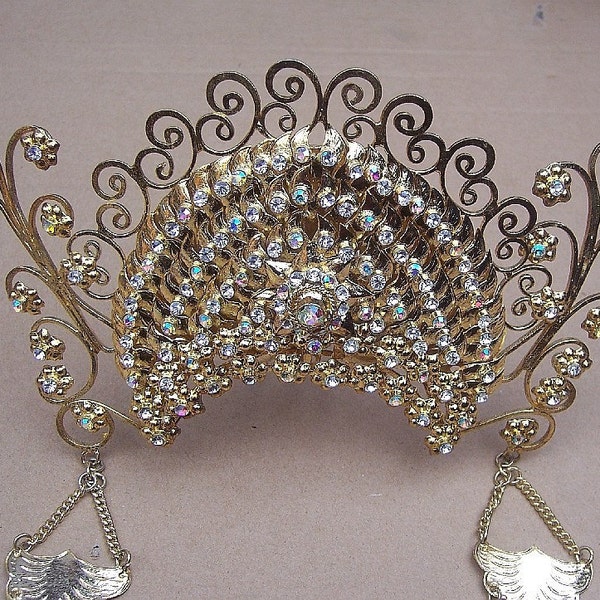 Vintage hair comb Indonesian wedding tiara crown rhinestone hair accessory