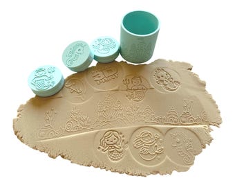 Set de sellos de plastilina "Mágico Mundo Submarino" - STL imprimible en 3D - Rodillo + 6 motivos marinos de fantasía