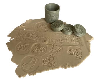 Set de sellos de plastilina de animales de granja - STL imprimible en 3D - Rodillo + 6 motivos de animales de granja