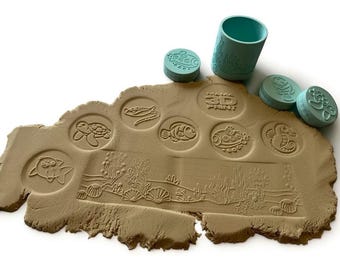 Set de sellos de plastilina "Mundo Submarino" - STL imprimible en 3D - Rodillo + 6 motivos oceánicos