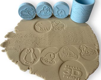 Set de sellos de plastilina de animales polares – STL imprimible en 3D – Arctic Roller + 6 motivos