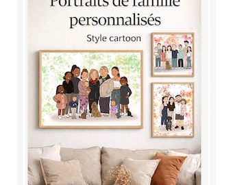 Personalized family cartoon illustration