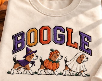 Halloween Beagle Embroidered Sweatshirt, Boogle Witch Pumpkin Ghost Dogs