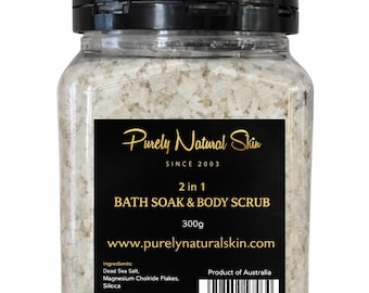 Bath Soak & Body Scrub | Dead Sea Salt and Magnesium Flakes | Relaxing Bath Salts | Exfoliating Body Scrub