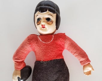 Vintage Celluloid Football Player Doll Toy Japan FREE SHIPPING