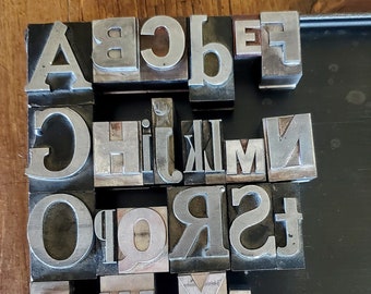 Vintage Letterpress Metal Type Alphabet A-Z Extra Large XL FREE Shipping