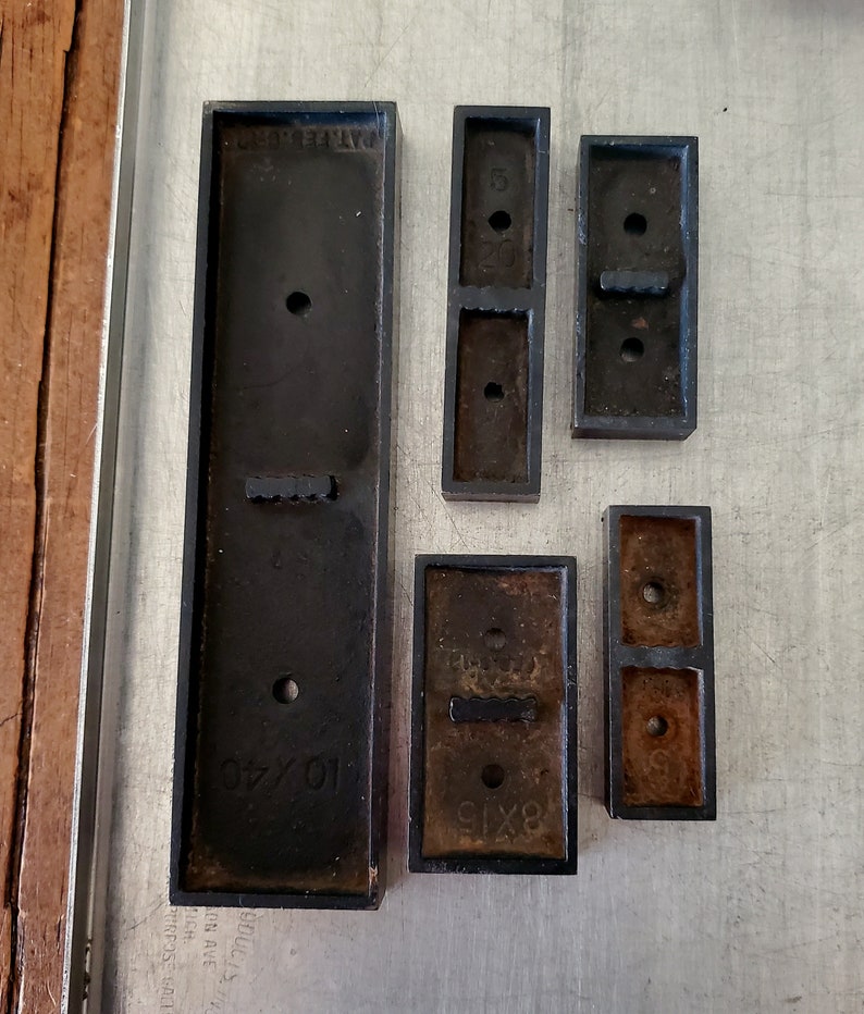 Vintage Letterpress Type Spacers Black Heavy Metal FREE Shipping Lot of 5 image 2