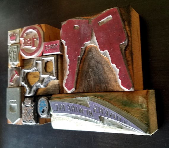 Vintage Letterpress Printing Blocks Cuts Stamps Wood FREE Ship 2 Piece Uncut 25 blocks