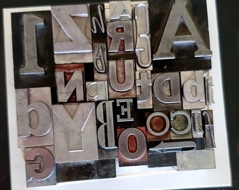 Vintage Letterpress Metal Type Mixed Fonts Uppercase Lowercase Numbers FREE Shipping