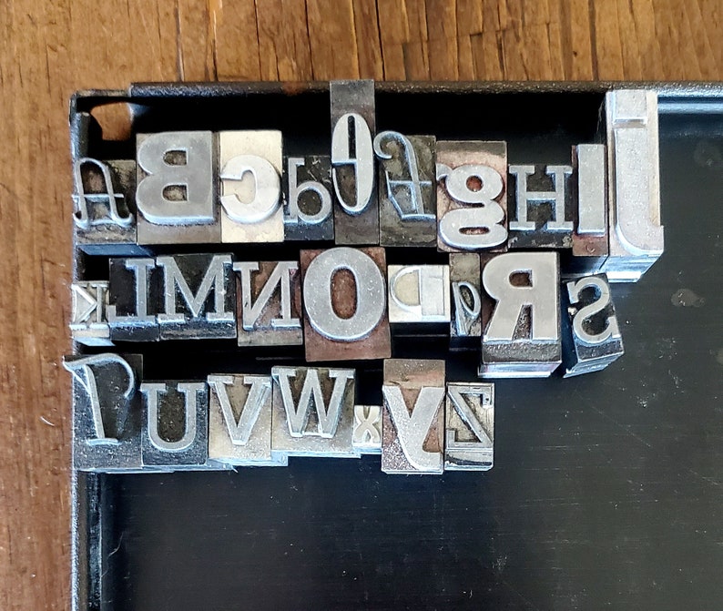 Vintage Letterpress Metal Type Alphabet A-Z Large FREE Shipping image 1