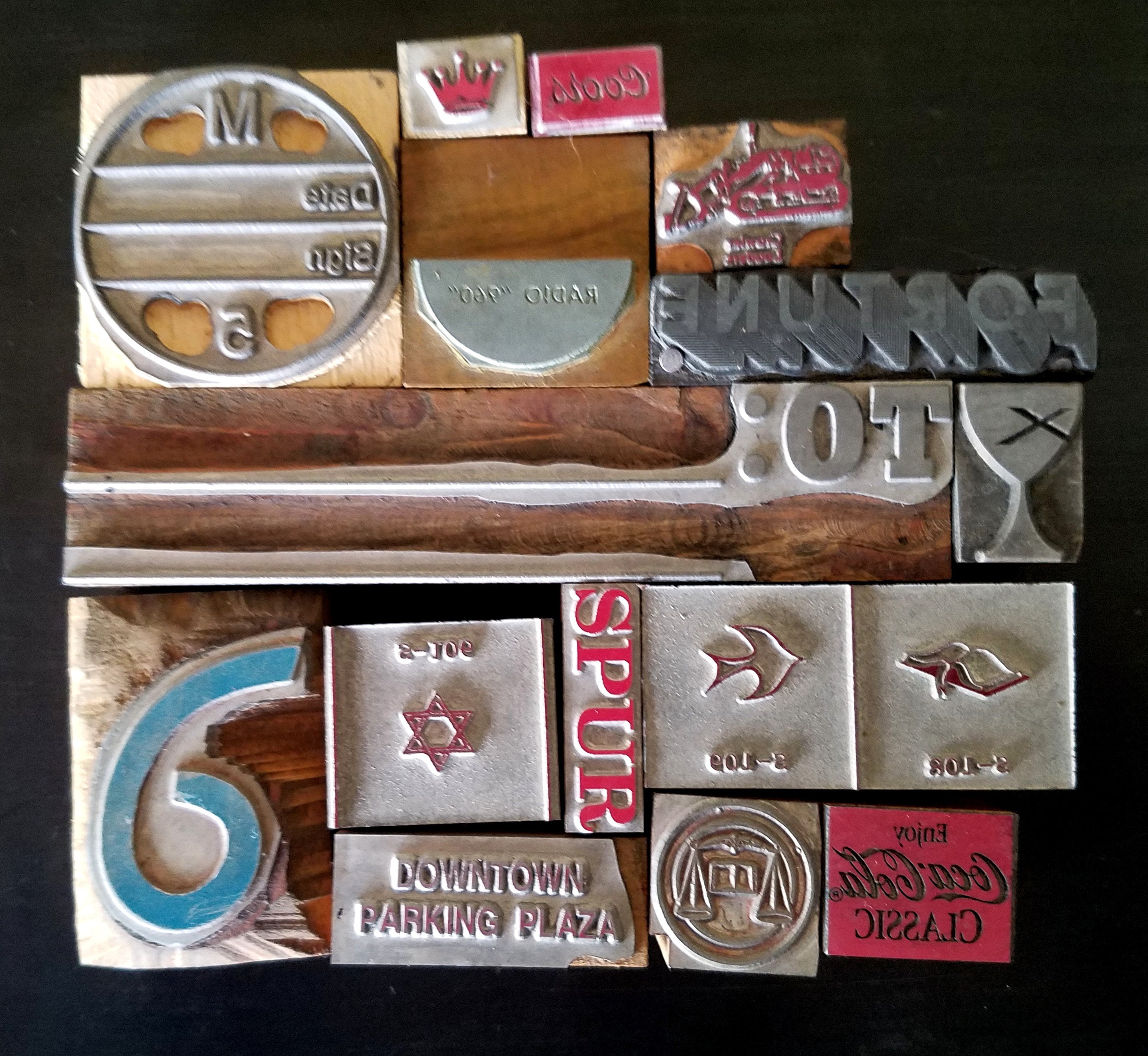 Vintage Letterpress Printing Blocks Cuts Stamps Wood Lot FREE Ship 15