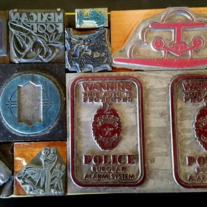 Vintage Letterpress Printing Blocks Cuts Stamps Wood Lot FREE Ship 11 Piece