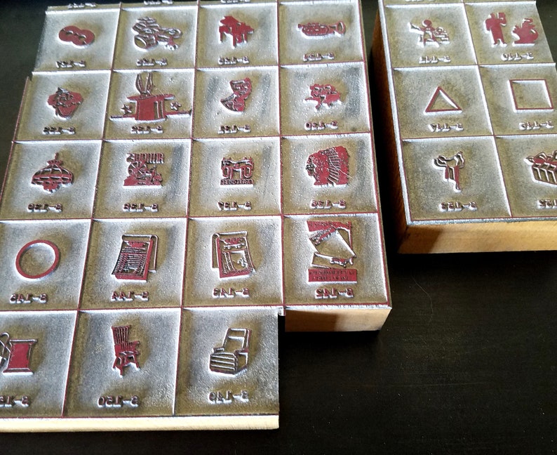 Vintage Letterpress Printing Blocks Cuts Stamps Wood FREE Ship 2 Piece Uncut 25 blocks