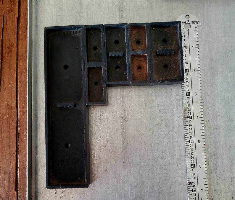 Vintage Letterpress Type Spacers Black Heavy Metal FREE Shipping Lot of 5 image 3